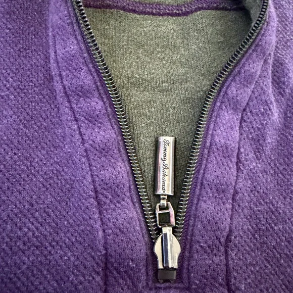 Tommy Bahama Reversible Purple and Gray 1/4 Zip Pullover - Picture 5 of 9